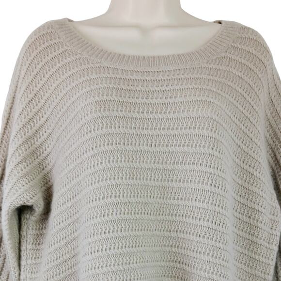 Garnet Hill SZ S Lambswool Angora Pullover Sweater Side Zips Tan - Picture 3 of 5